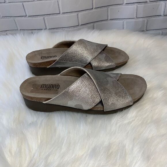 Munro Gia Silver Camo Mules Slides Size 6.5 - Picture 4 of 8